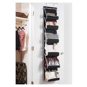 Black Clear Pocket Over Door Handbag Organizer NIP